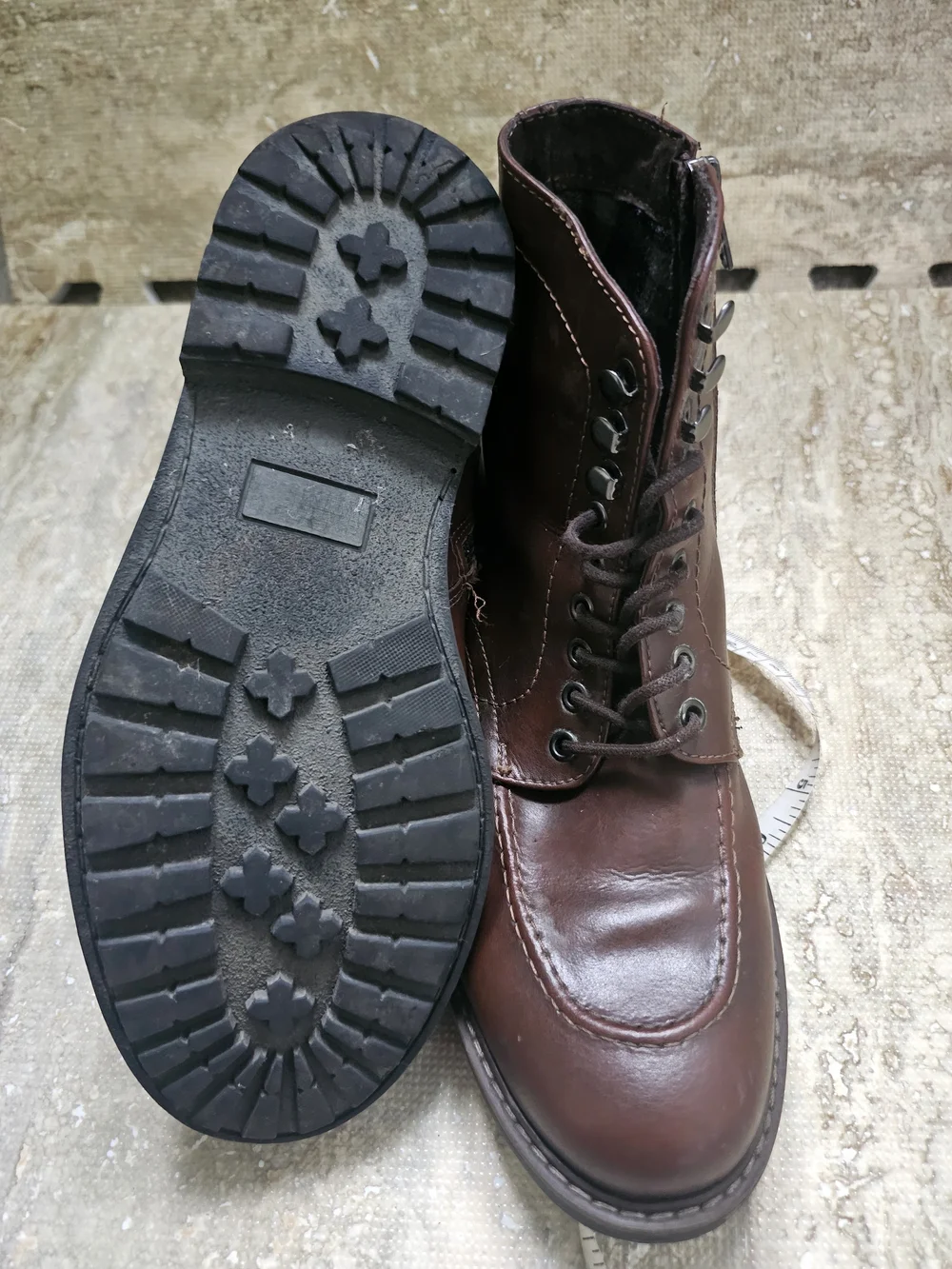 Alfani Men's Brown Leather Lace-Up Side-Zip Boots